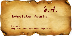 Hofmeister Avarka névjegykártya